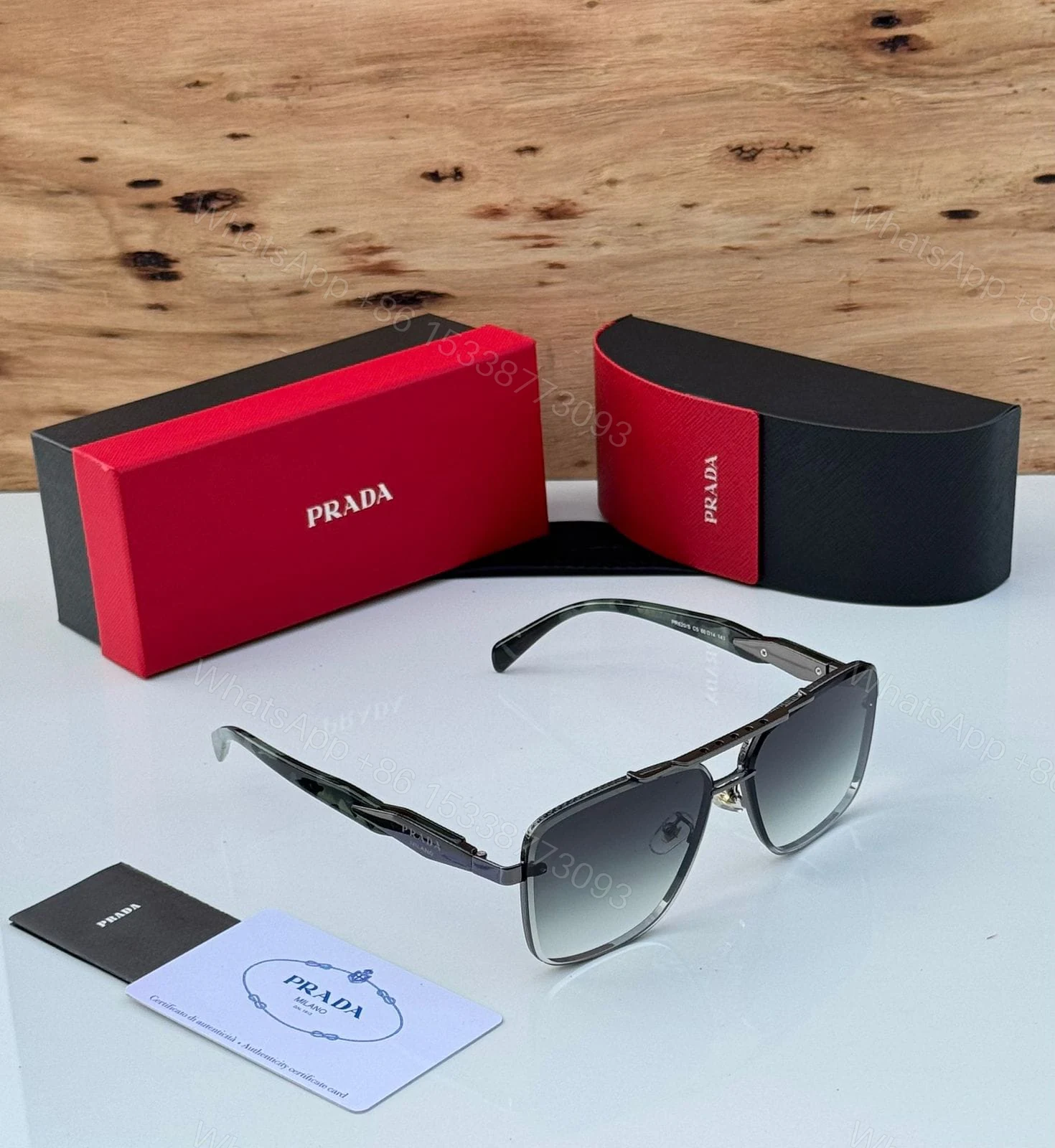 View 7 of Prada Square Aviator Black-Gold Gradient Unisex