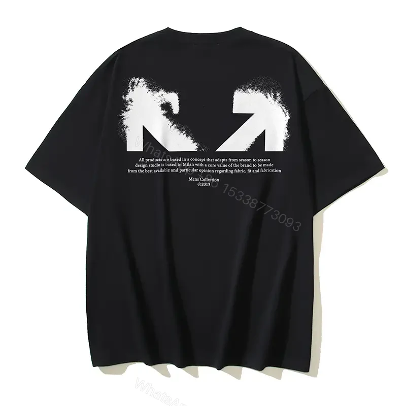 View 6 of White Cotton Oversized Tee with Off-White Logo Short Sleeve T-Shirt