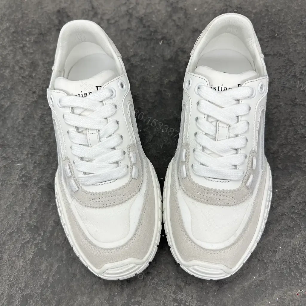 View 6 of White Leather Mesh Sneakers Dior Style Key Feature Cushioning Shoe