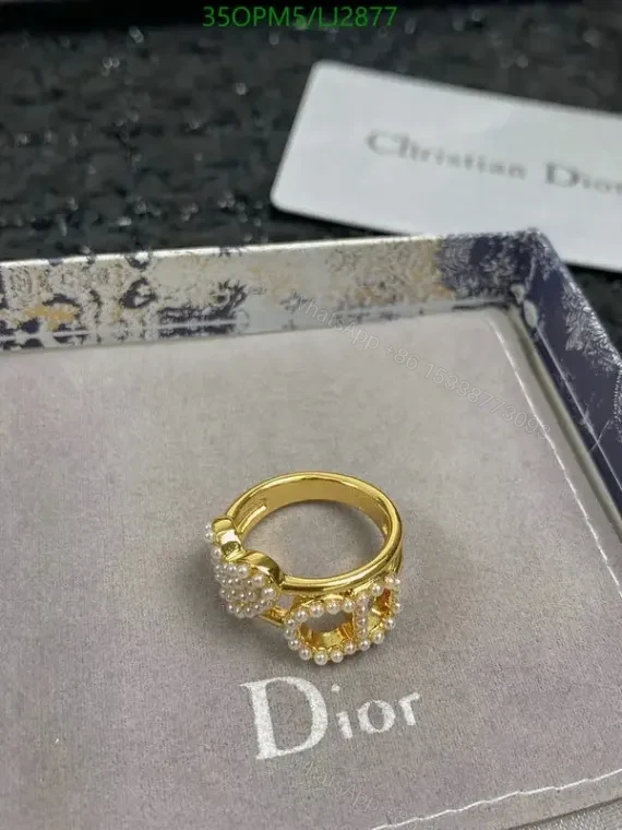 View 2 of Dior Gold Pearl Ring for Women – Model LJ2877