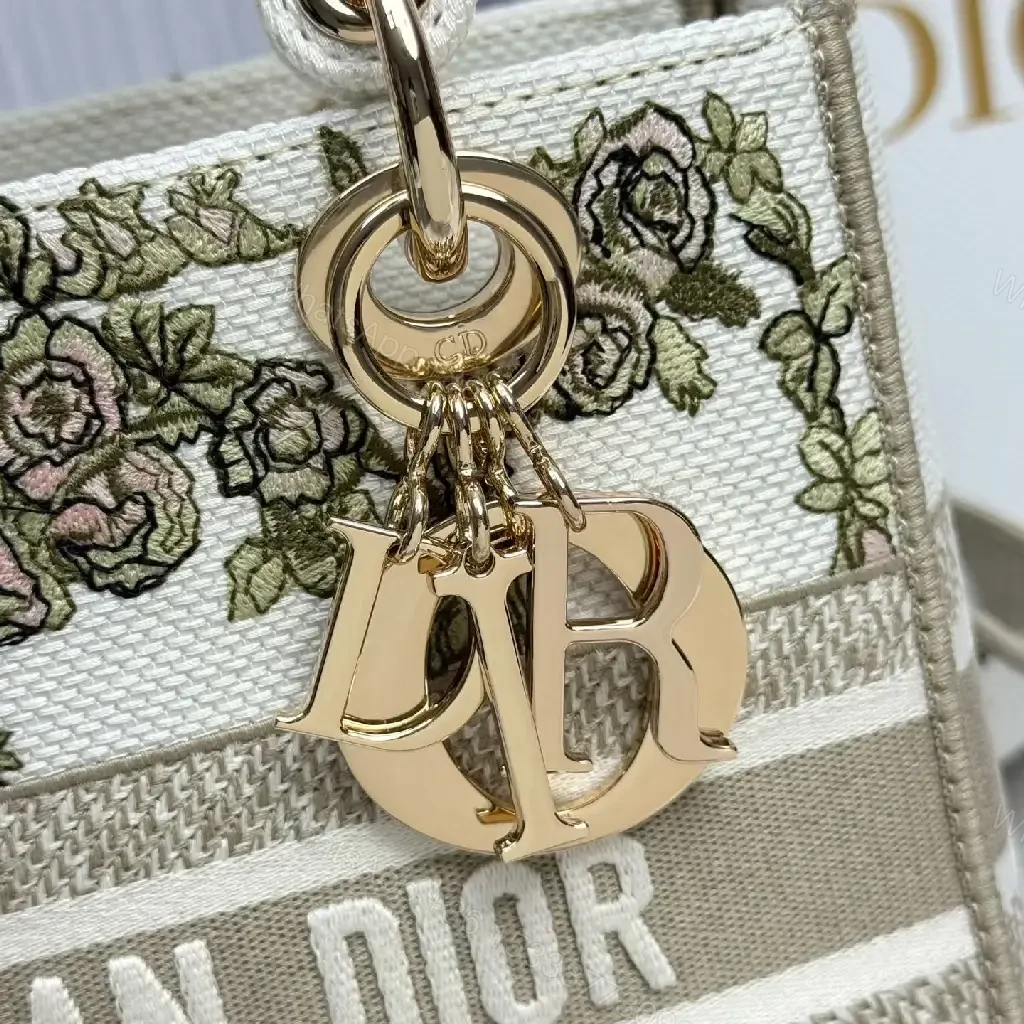 View 6 of Floral Jacquard Tote with Monogram & Gold Hardware Bag