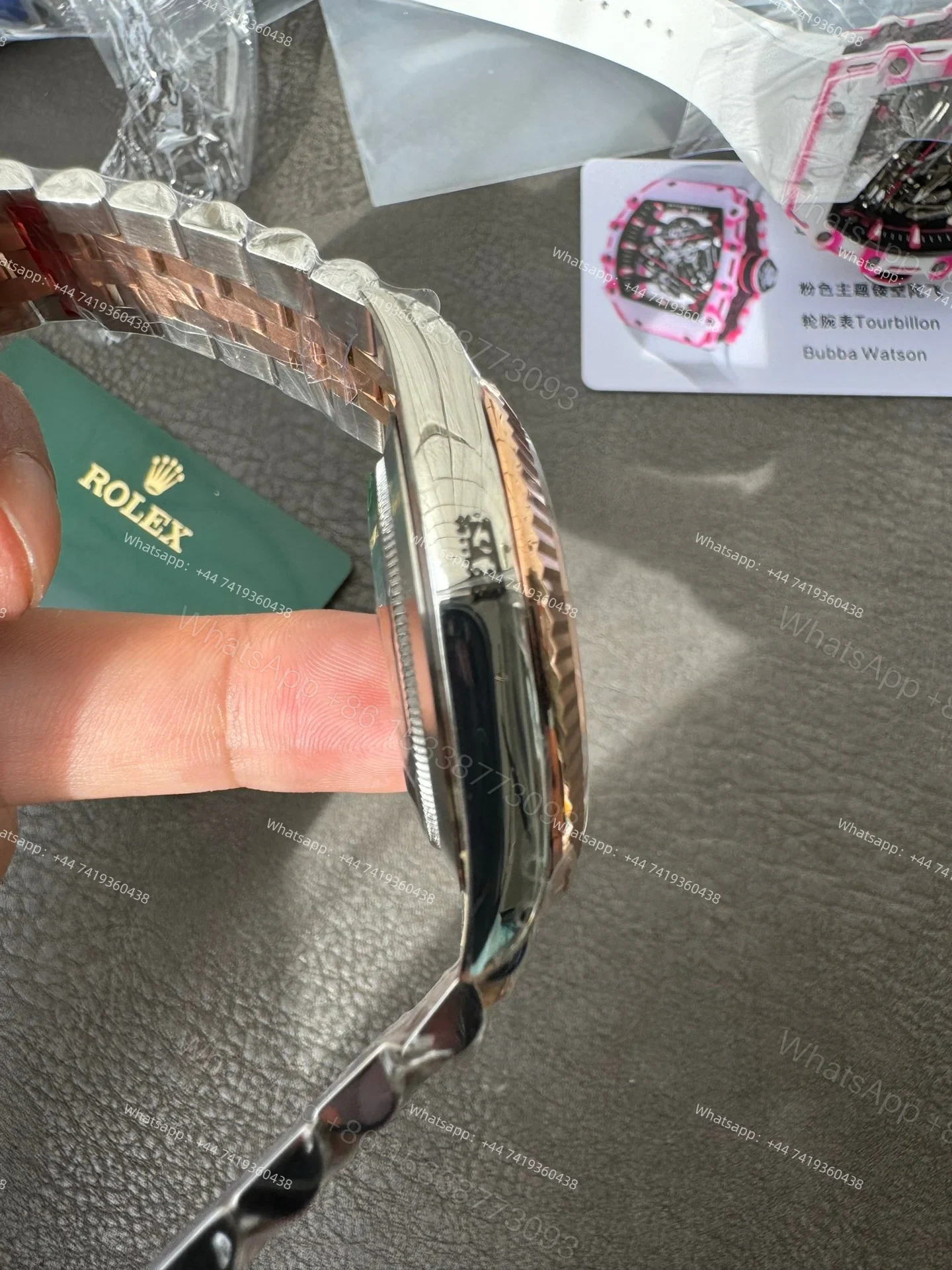 View 7 of Rolex Datejust M126331-0020 1:1 Replica Water Ripple Rose Gold Gray Dial Jubilee 41MM 3235 Movement Super Clone Watch