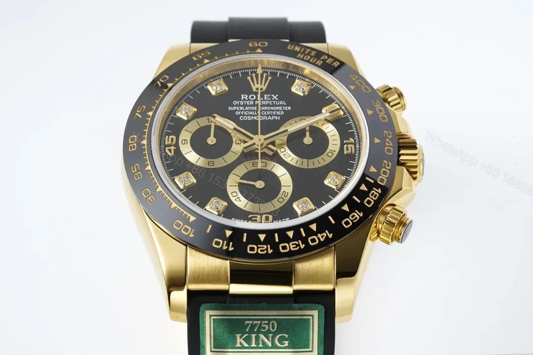 View 2 of BL Factory Clean Factory KING Rolex Daytona Gold Black Rubber Strap