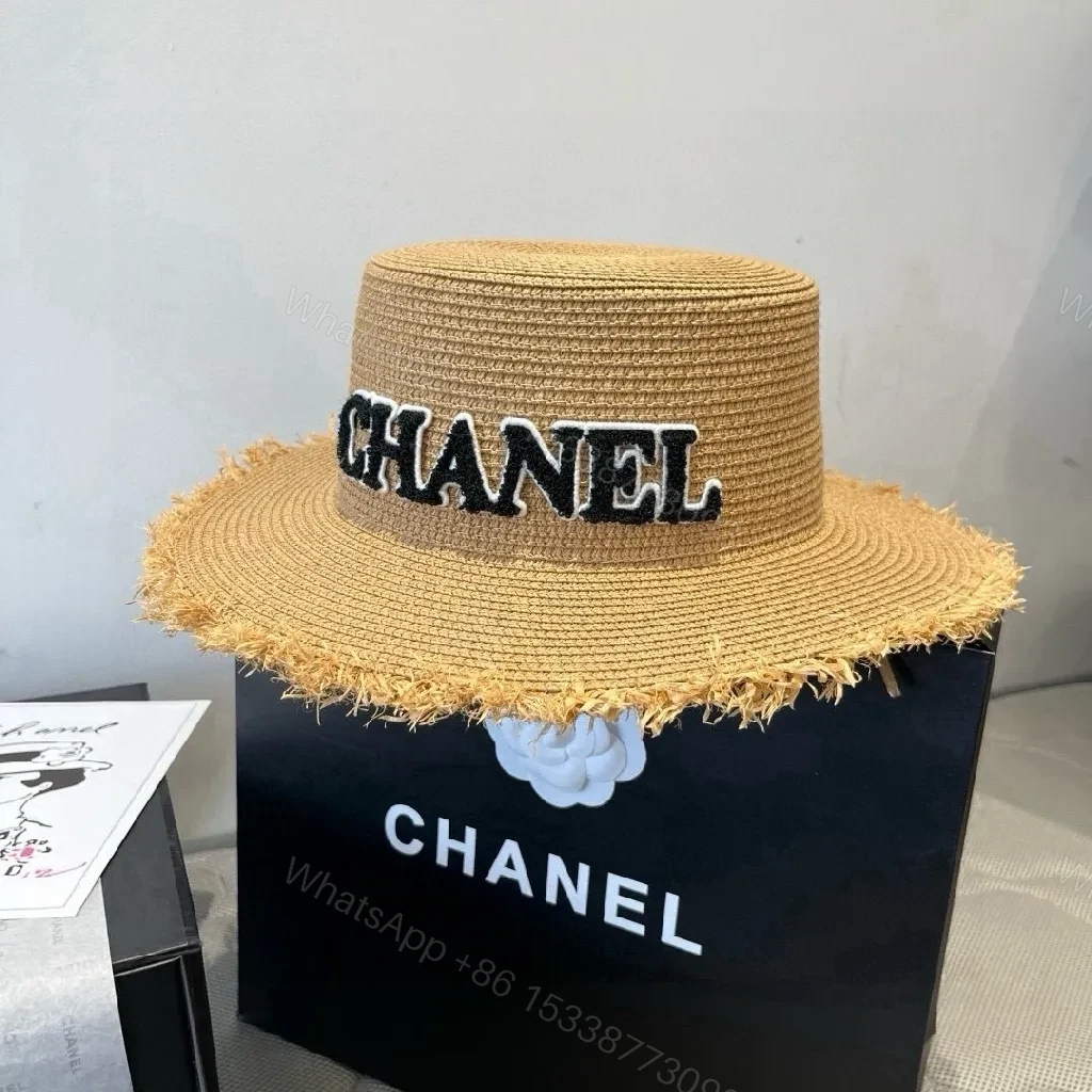 View 2 of Straw Sunray Hat Beige + Straw + Casual Luxe + Bold Logo + Hat