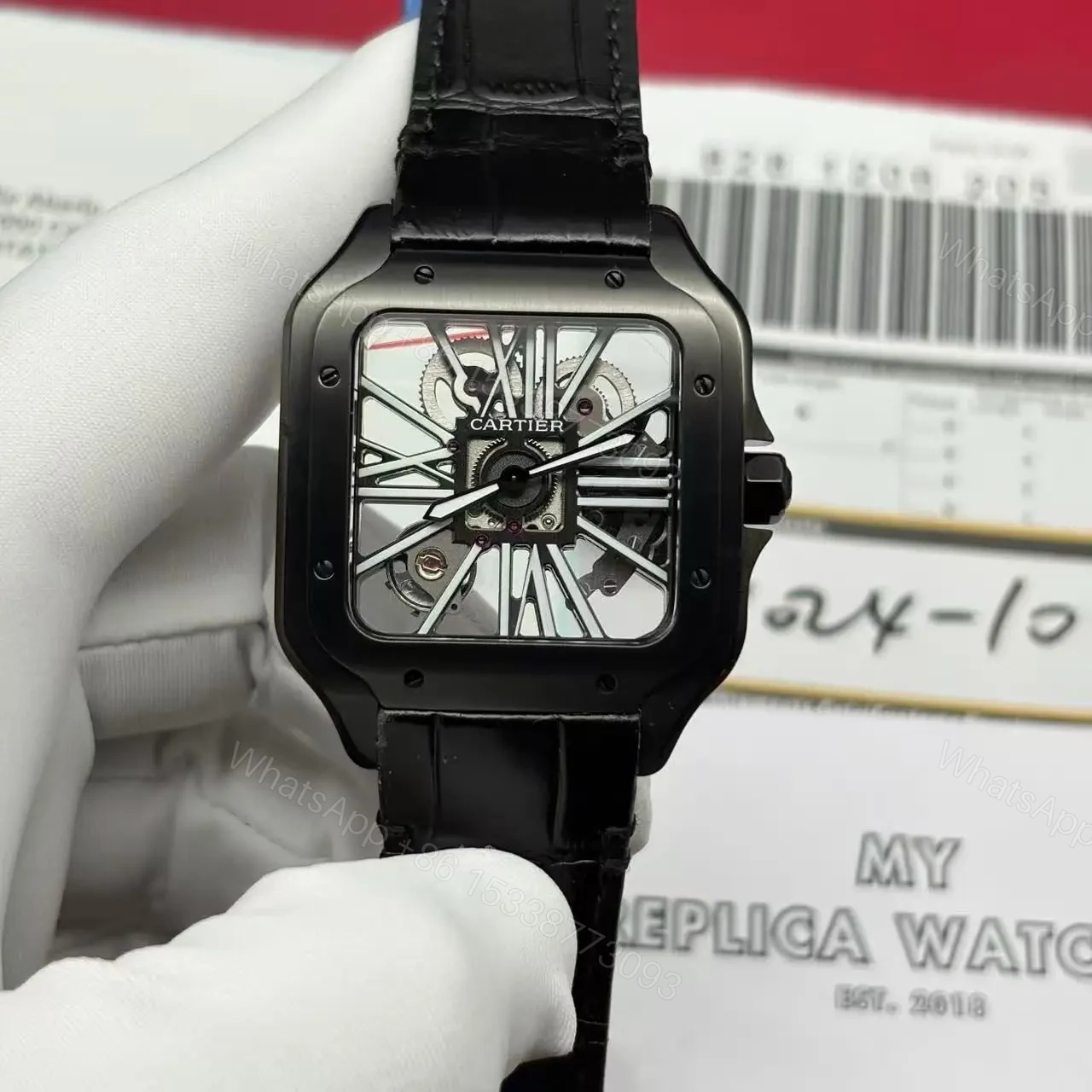 View 4 of Replica Cartier Santos WHSA0009 Skeleton Watch