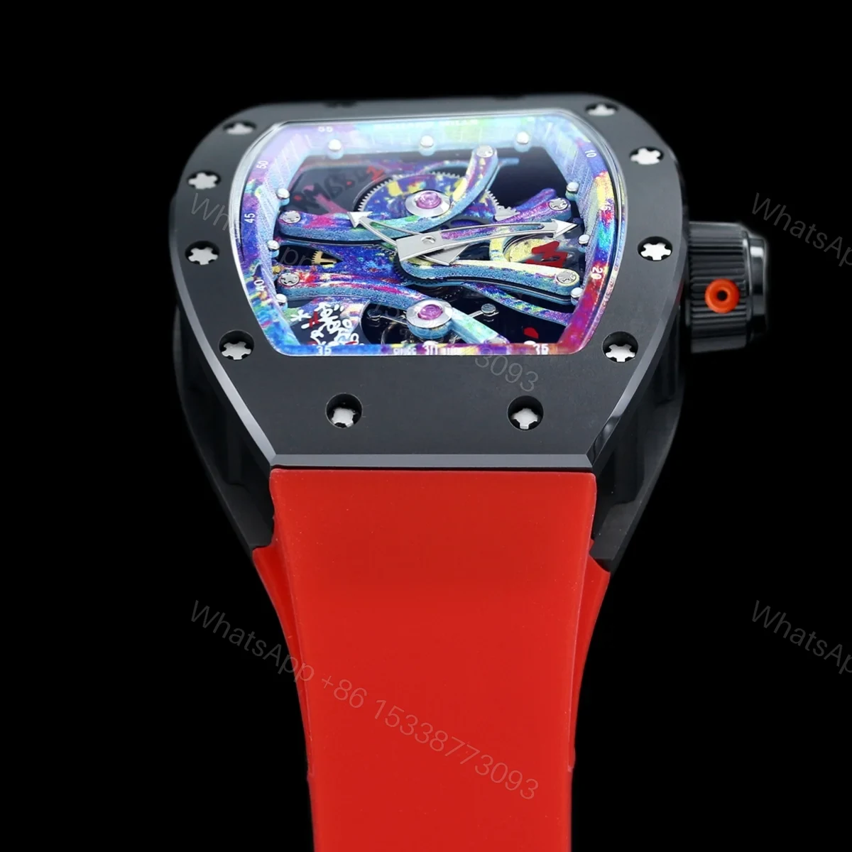 View 6 of Richard Mille RM68-01 Cyril Phan Graffiti Master Edition Automatic Skeleton Watch Colorful Leather Strap Integrated Movement Premium Edition RM-RM68-01-CP-GRA-ART