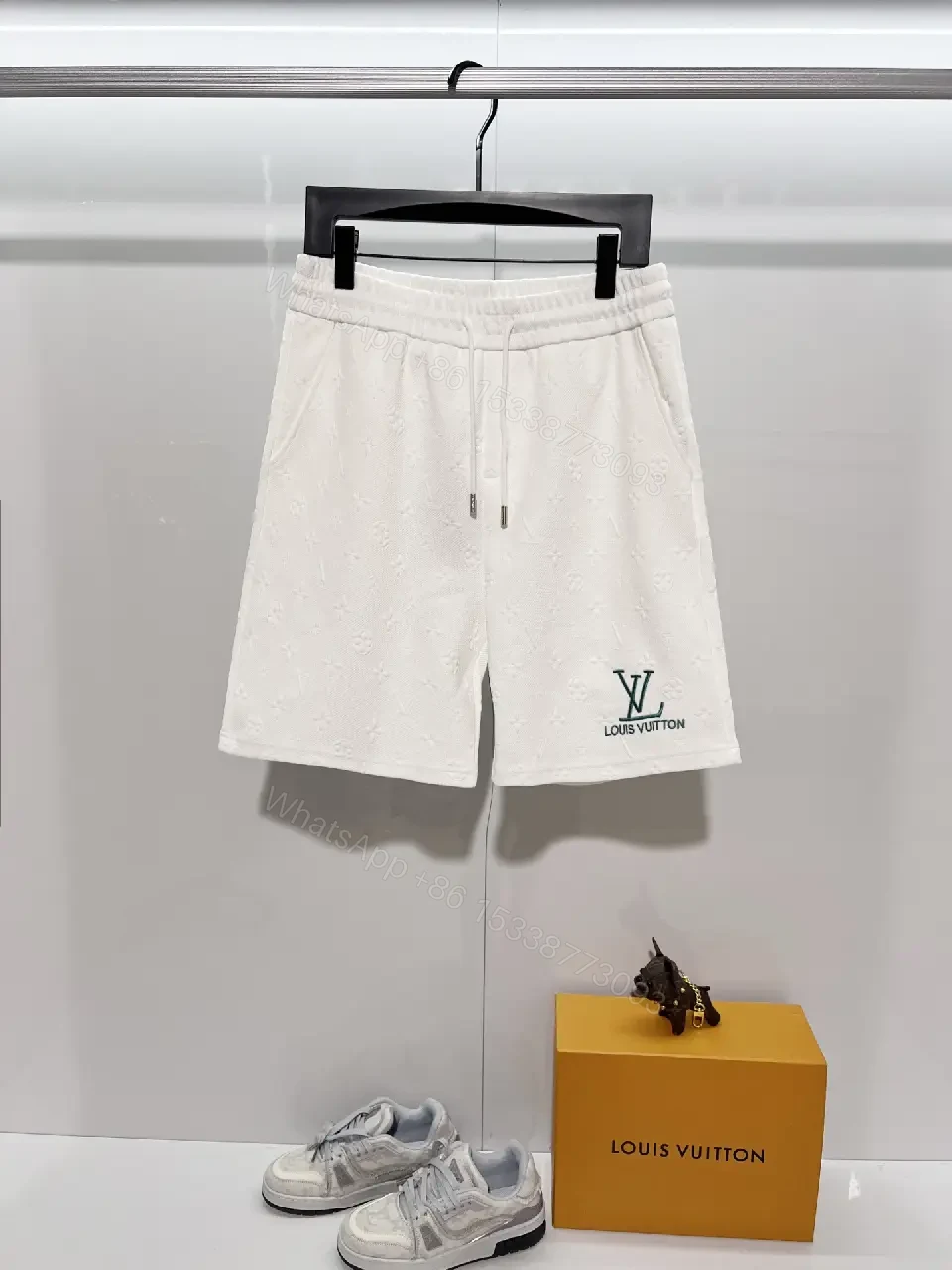 View 11 of White Patterned Swim Shorts — Lightweight, Mid-Thigh Comfort