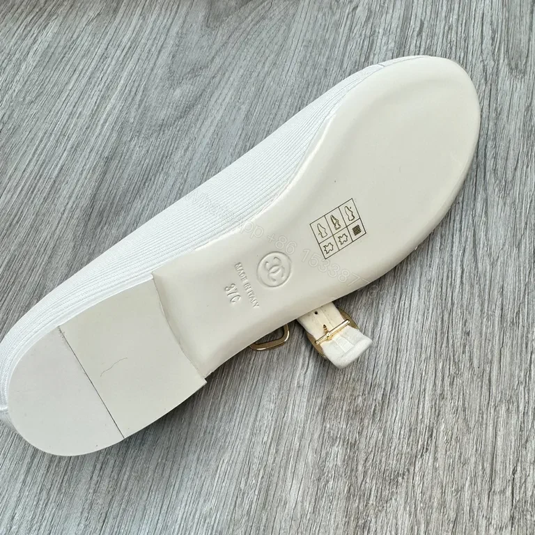 View 3 of White Quilted Leather-Look Ballet Flats with Gold Buckle Comfort