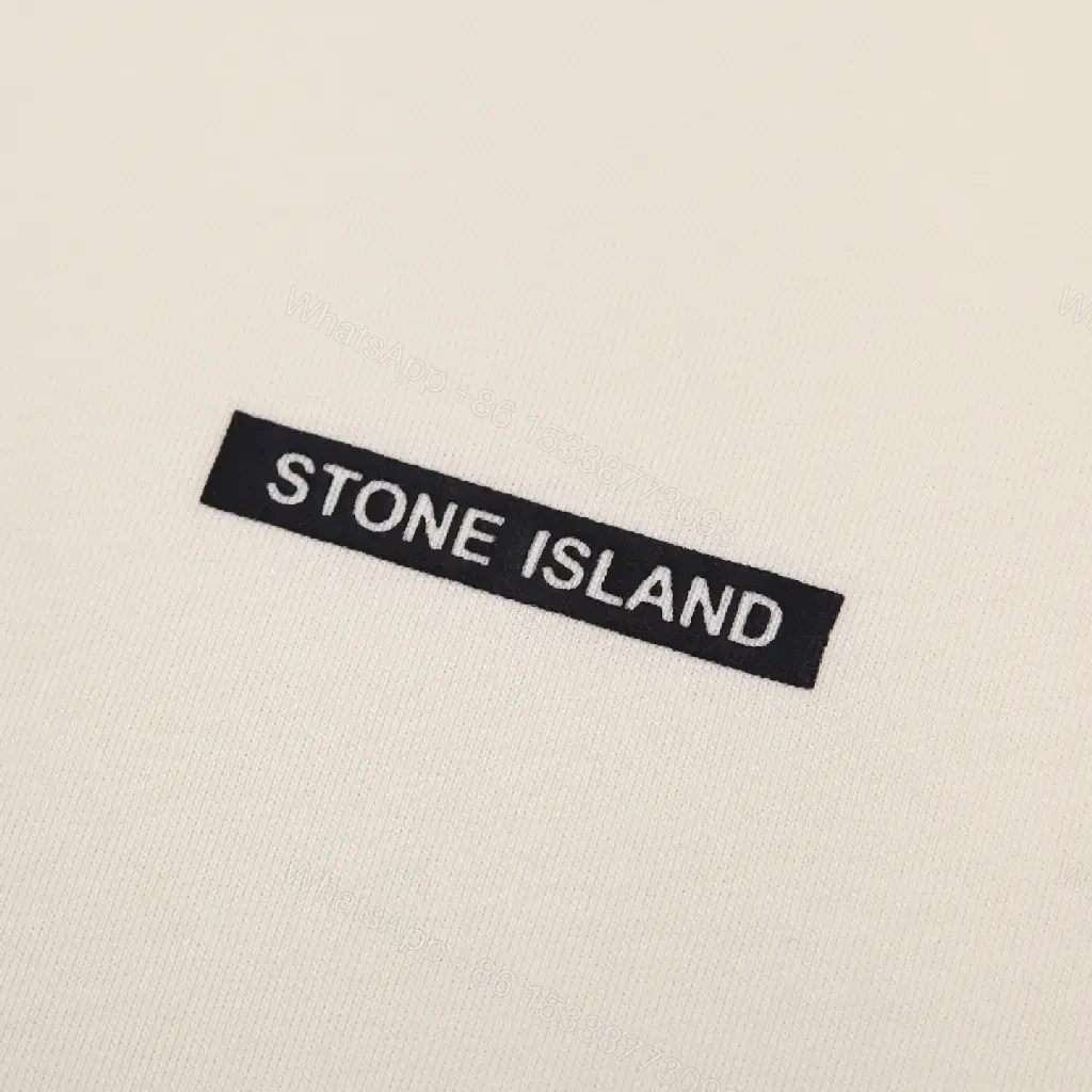 View 8 of Beige Cotton T-Shirt with Stone Island Logo