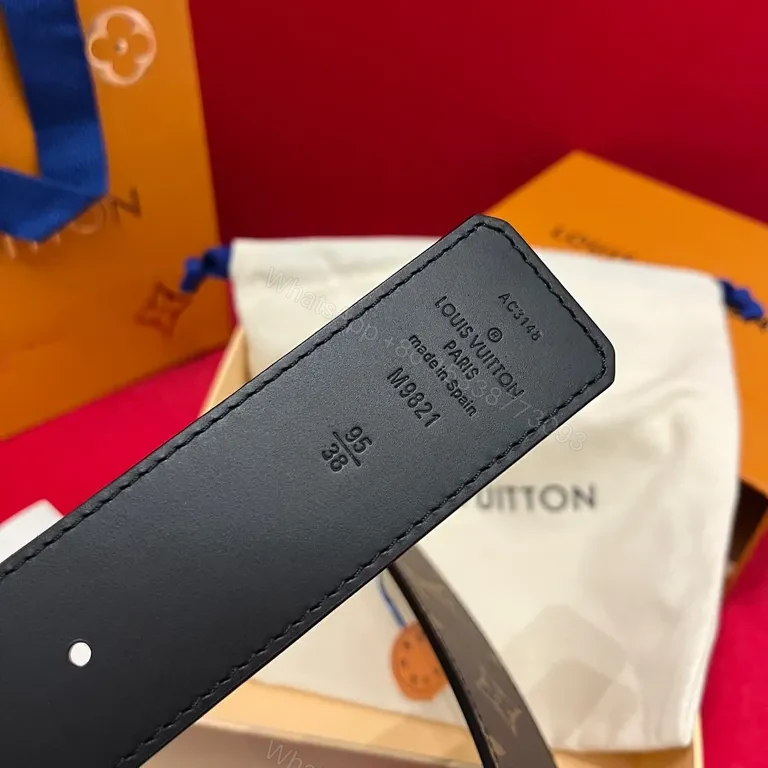 View 3 of Lux LV Monogram Belt: Signature Silver Buckle, Premium Canvas
