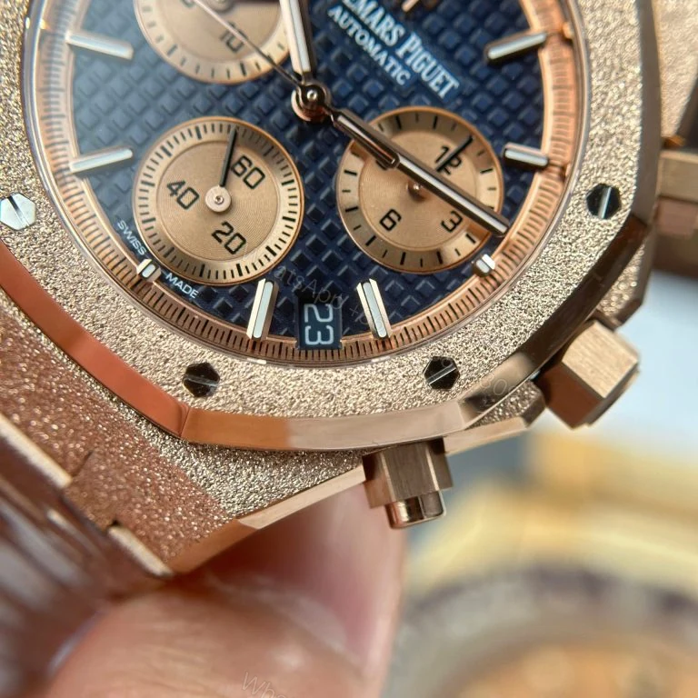 View 5 of Audemars Piguet Royal Oak Chronograph Frosted Gold 26240 Super Clone Blue Dial