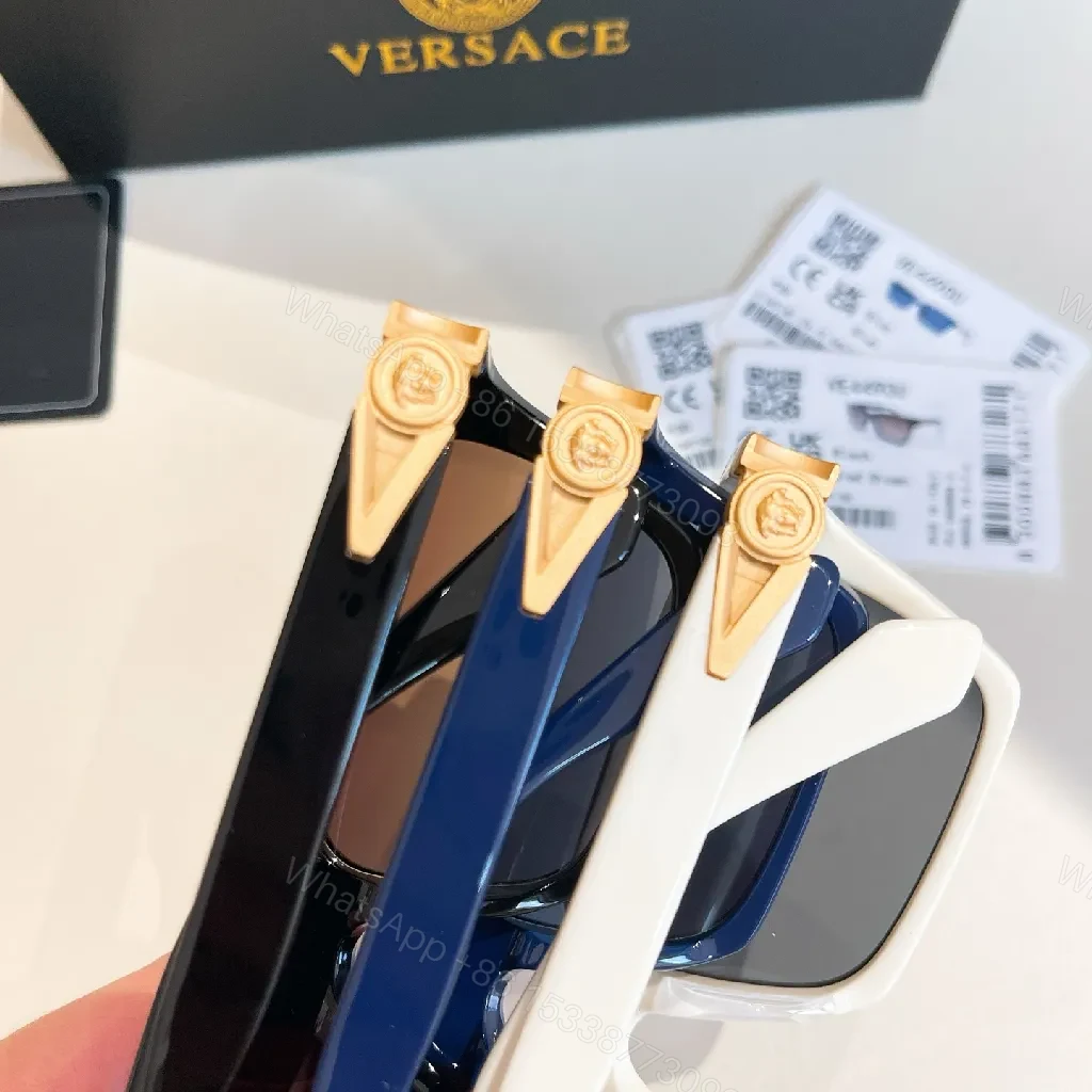 View 8 of White Frame Sunglasses with Gold Accent Detailing - Premium Acetate Sunglasses