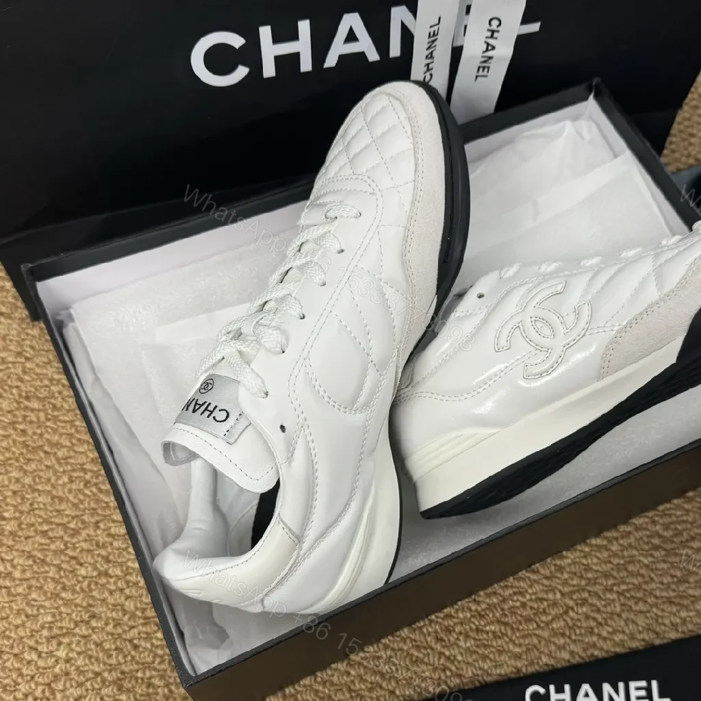 View 6 of White Quilted Leather Sneakers: Timeless Luxury Minimalist Comfort