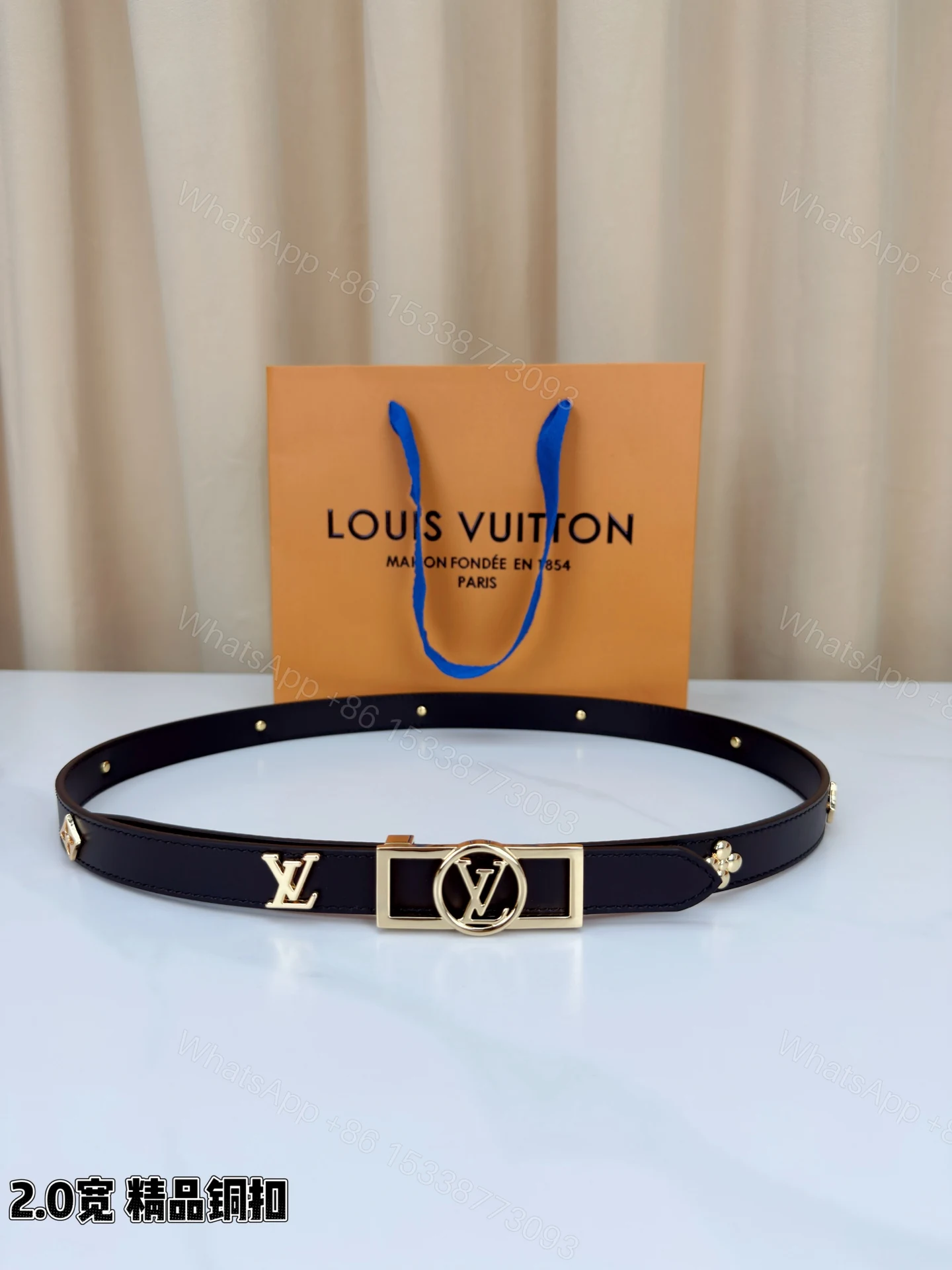 LV 原單 男款 細款LOGO皮帶 2.0cm設計 輕奢百搭精品款 — view 1