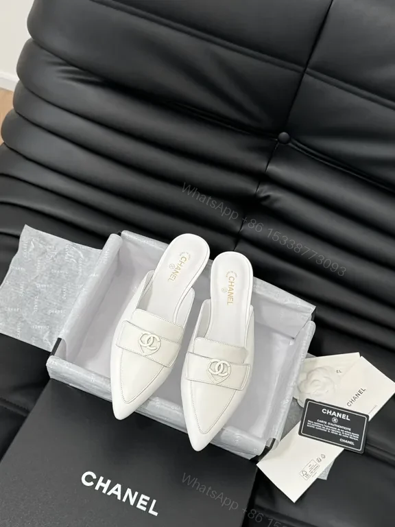 Chanel-Inspired White Mules: Sleek Comfort, Premium Style — view 1