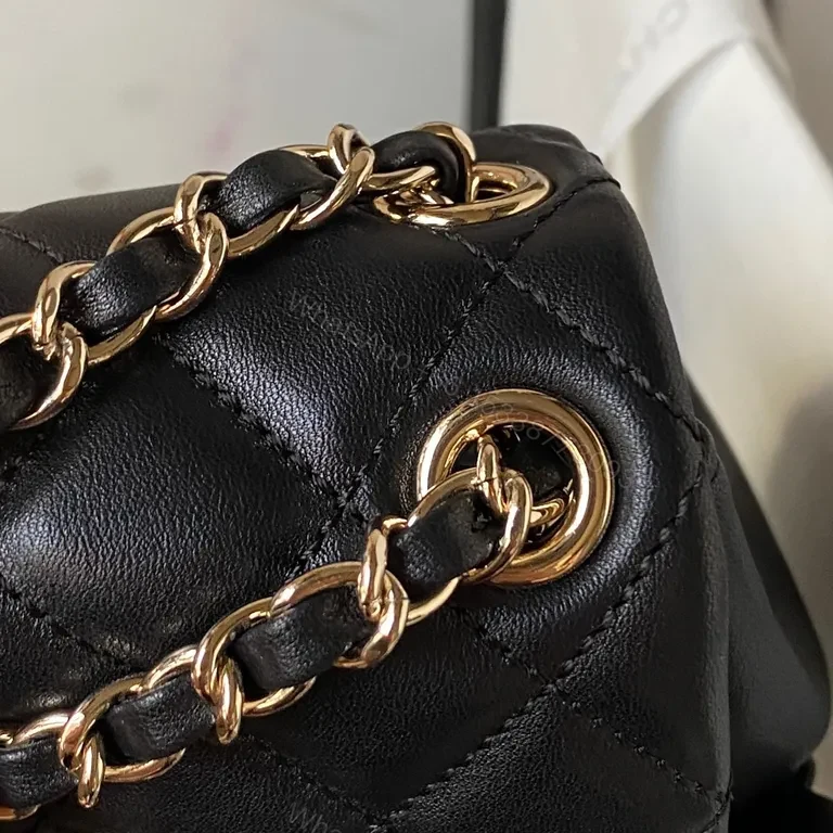 View 7 of Chanel-Inspired Black Quilted Backpack Set: Luxe, All-Day Comfort