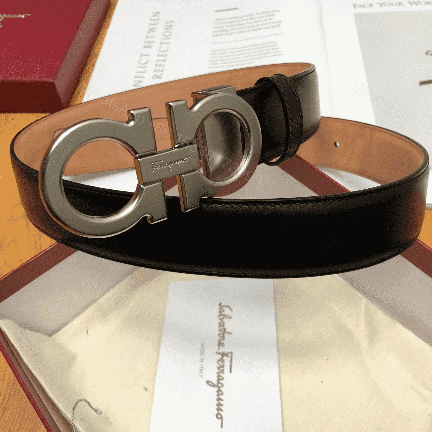 View 4 of SALVATORE FERRAGAMO DOUBLE GANCIO BELT – B28