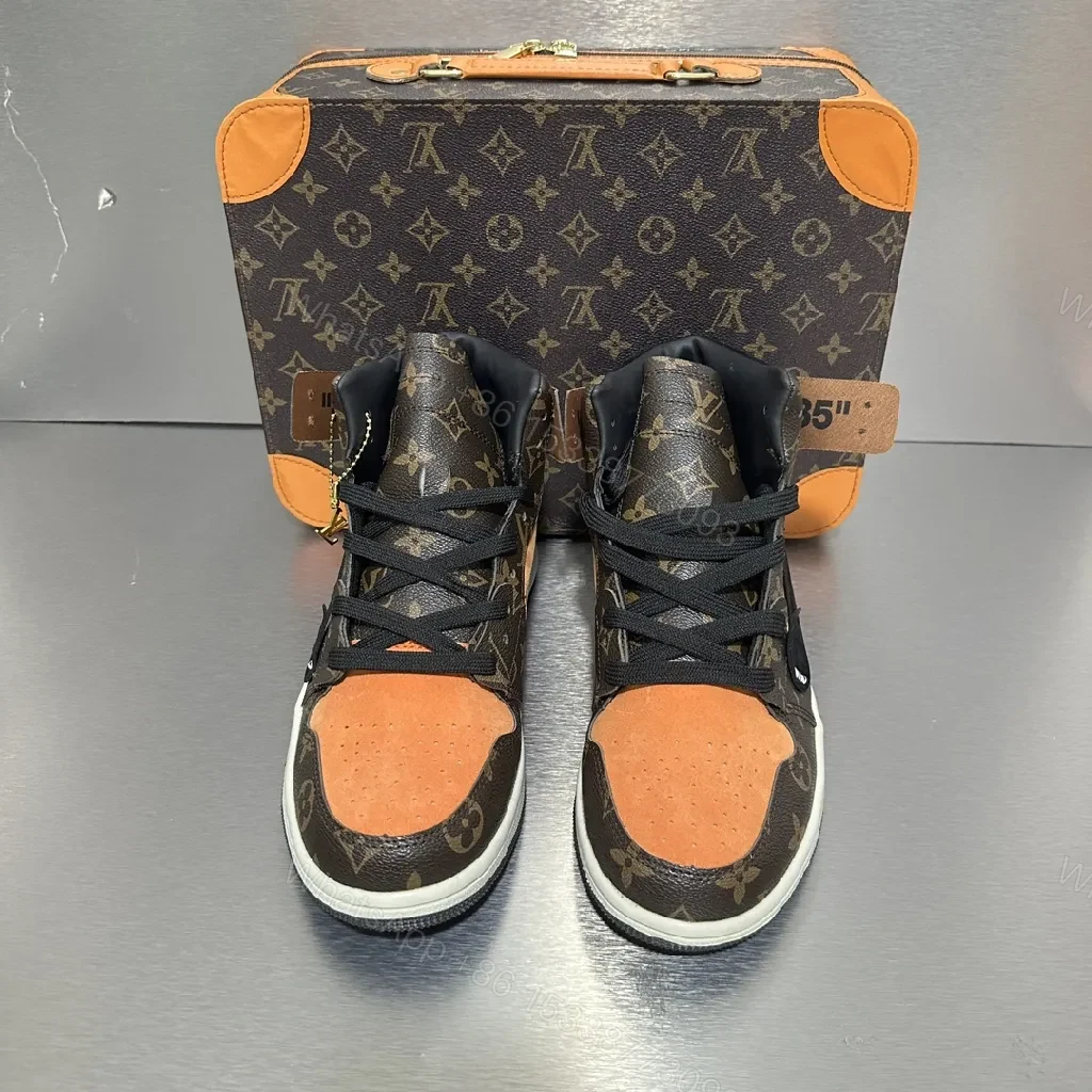 View 9 of Bold Contrast Luxe High-Top Sneakers with Monogram Accents
