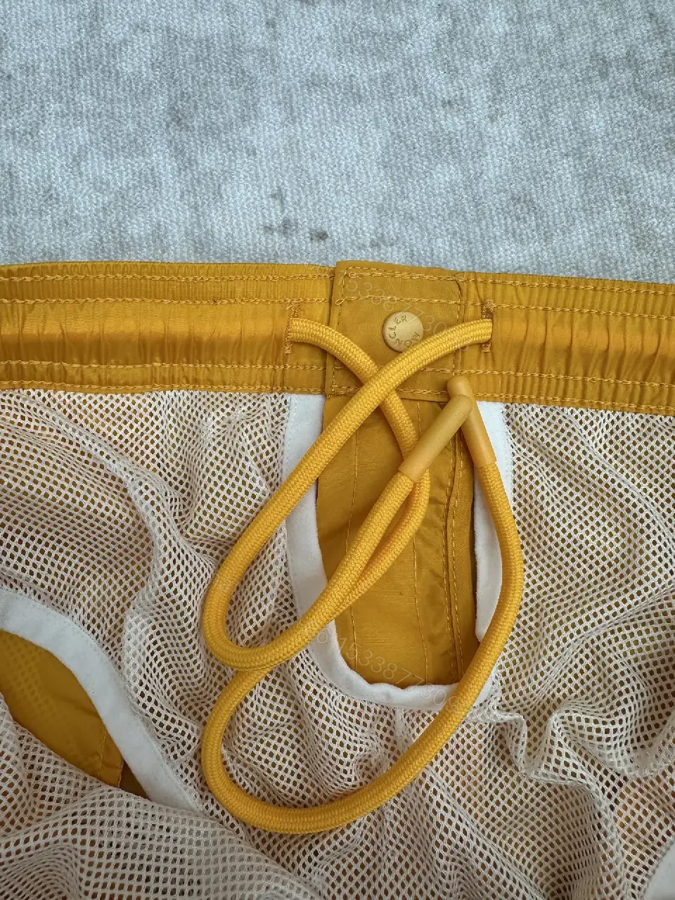 View 8 of Yellow nylon swim shorts with drawstring and logo patch for everyday luxury