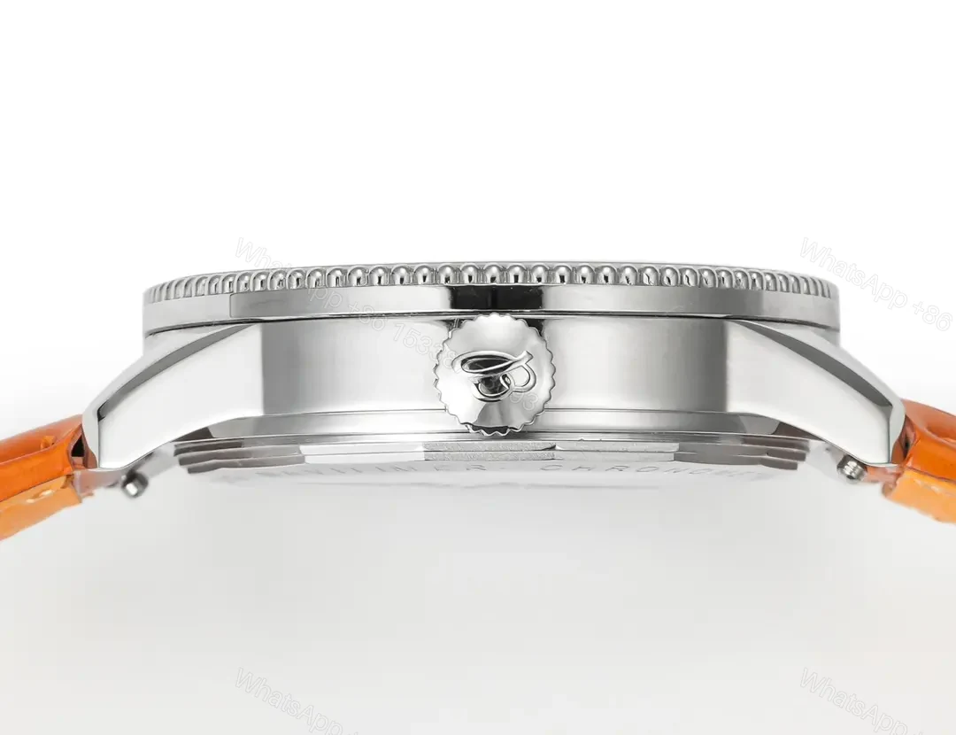 View 6 of V9 Factory Breitling Women’s Navitimer Automatic Watch – Silver Dial, Orange Leather Strap, 35mm Stainless Steel Case