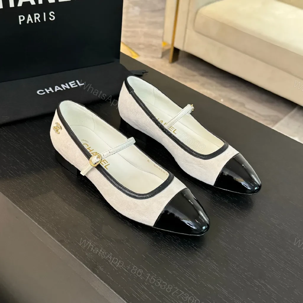 View 6 of Two-Tone Nude Suede Black Patent Mary Jane Pumps