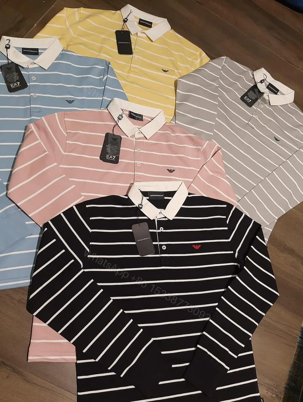 First Copy Armani Superior Full Sleeves Cotton Lycra Rugby Polos — view 1