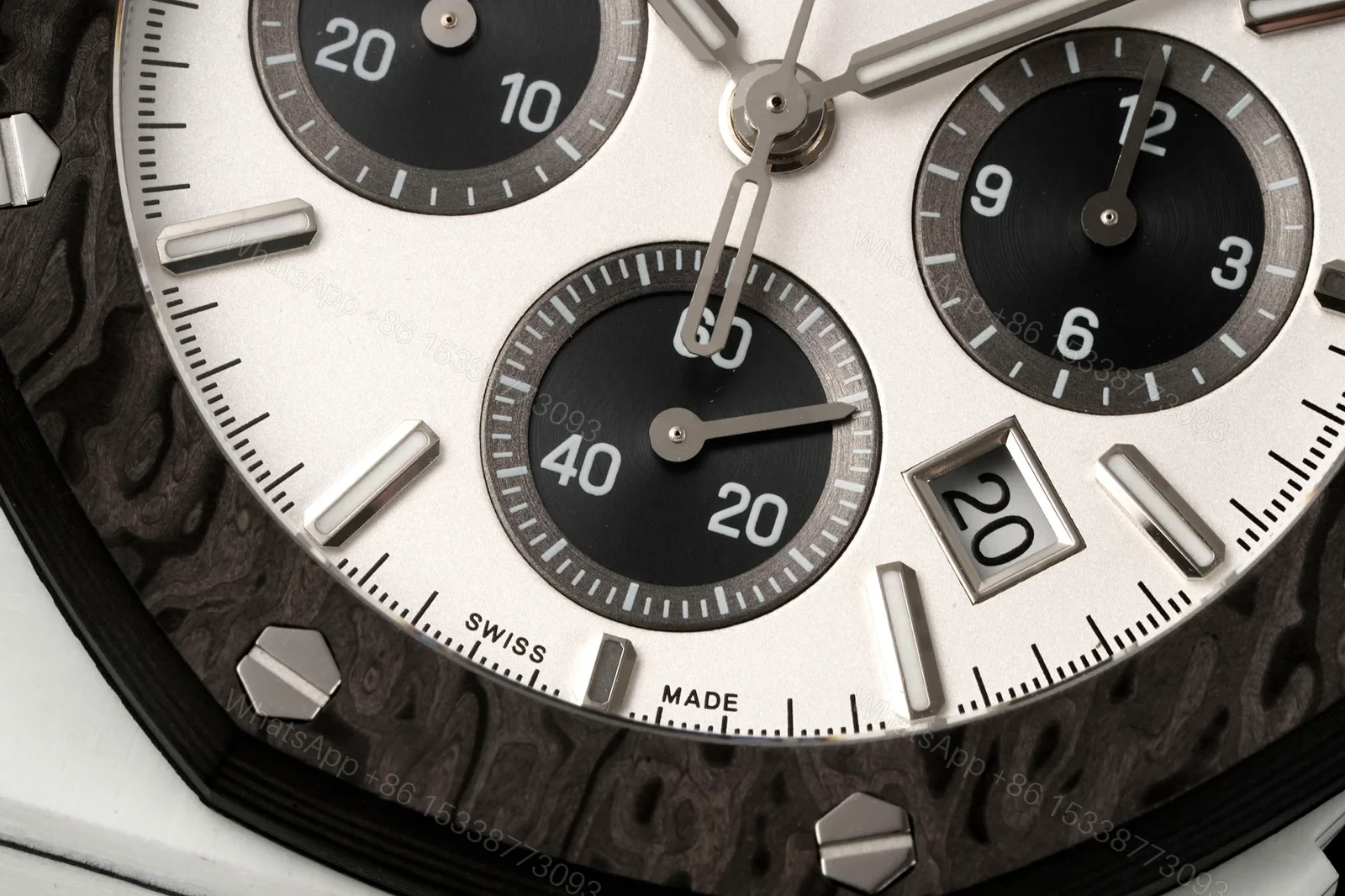 View 5 of Audemars Piguet Replica Royal Oak Chronograph 42MM Premium Carbon Bezel Black Strap Edition RG-AP-RO-BLACK-42