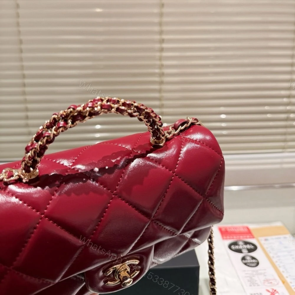 View 6 of Chanel Classic Mini Flap Bag With Chain In Burgundy 21Cm