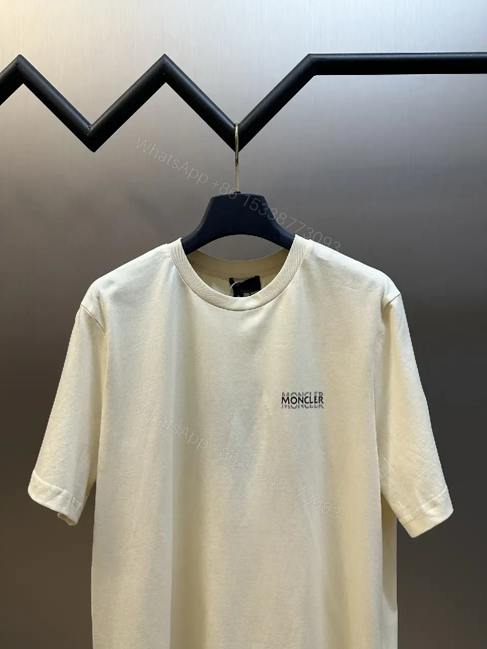 View 8 of Cream Off-White Silk-Soft Tee with Small Chest Logo Tee