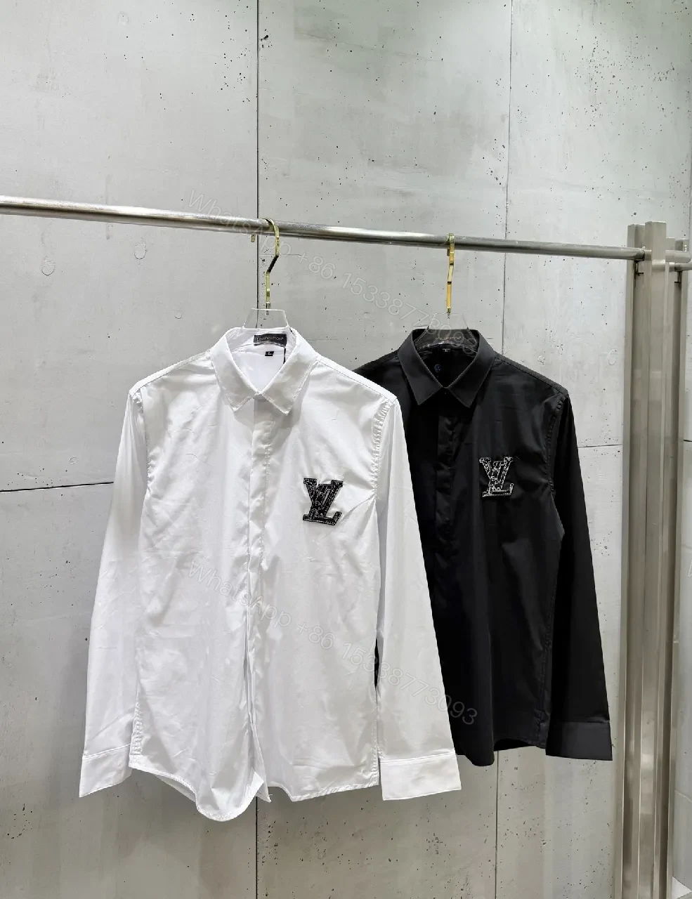 View 6 of White Button-Down Shirt: Subtle LV Crest, Clean Luxury, All-Day Comfort