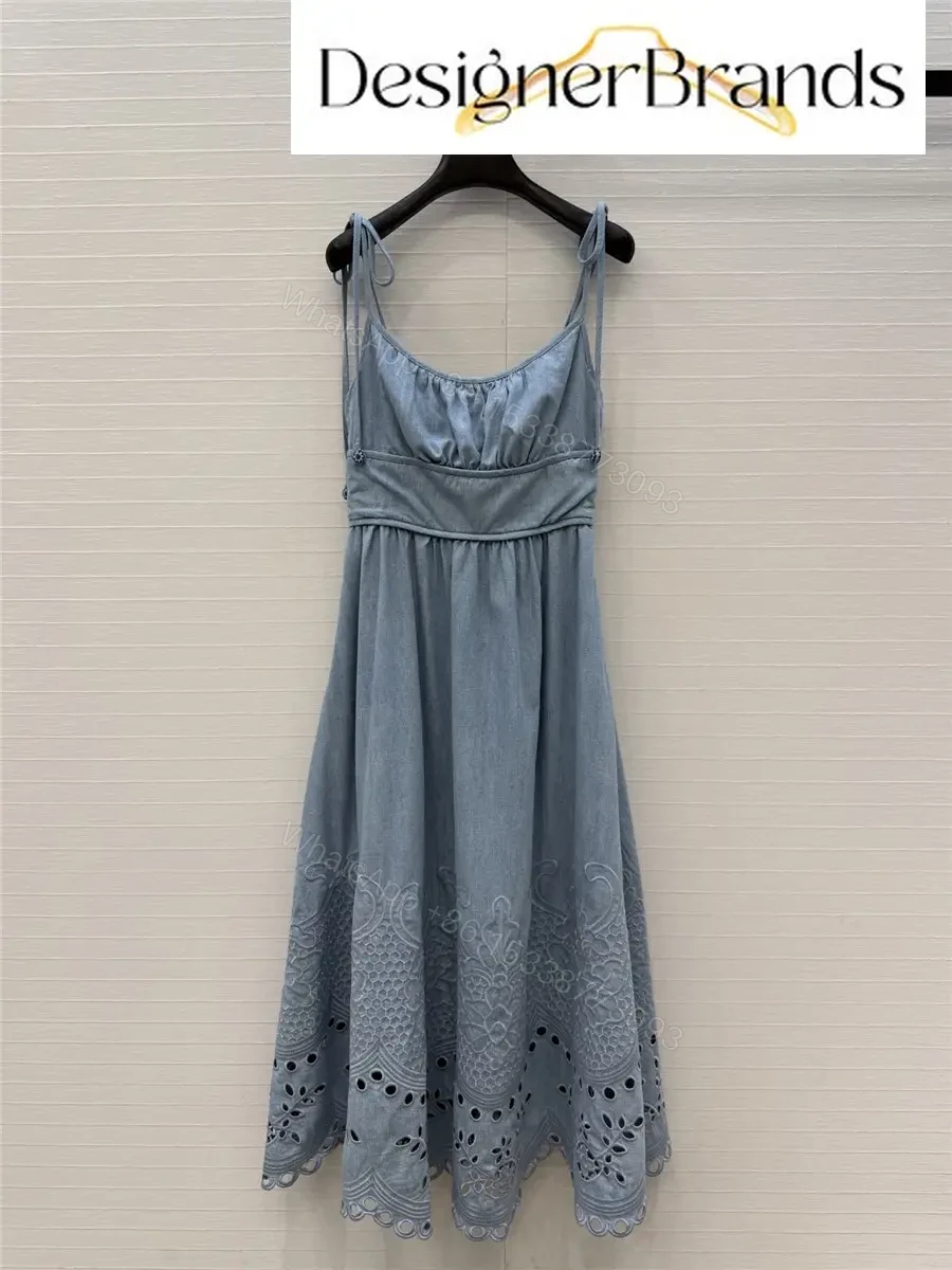 Zimmermann Mahon Cutout Embroidered Denim Midi Dress — view 1