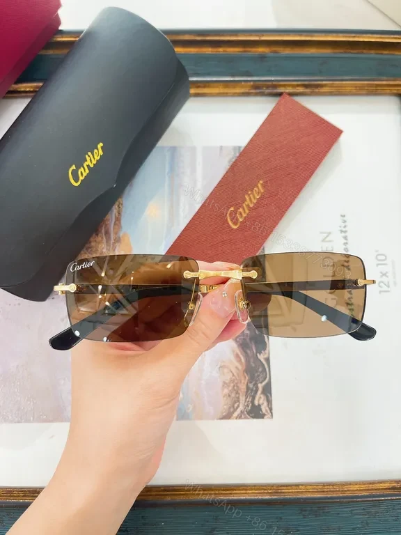 View 4 of Polarized Rimless Sunglasses â€” Luxury Cartier-Inspired, Adjustable Fit