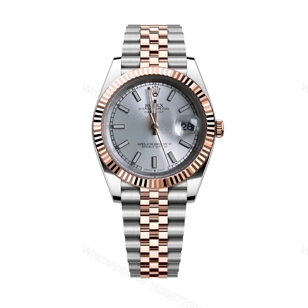 Rolex Oyster Perpetual Datejust White Dial With Silver And Everose Gold Strap 36Mm — view 1
