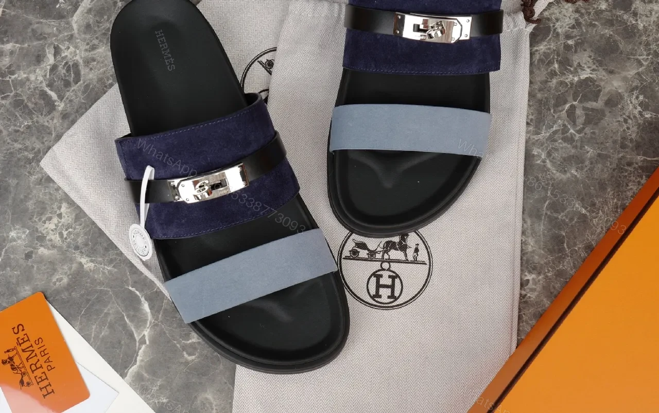 View 8 of Structured Slip-Ons: Navy Suede, Metallic Accents, Luxe Comfort Slide