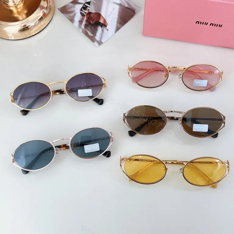 View 4 of Gold Tone Miu Miu Round Sunglasses â€“ Luxe Everyday