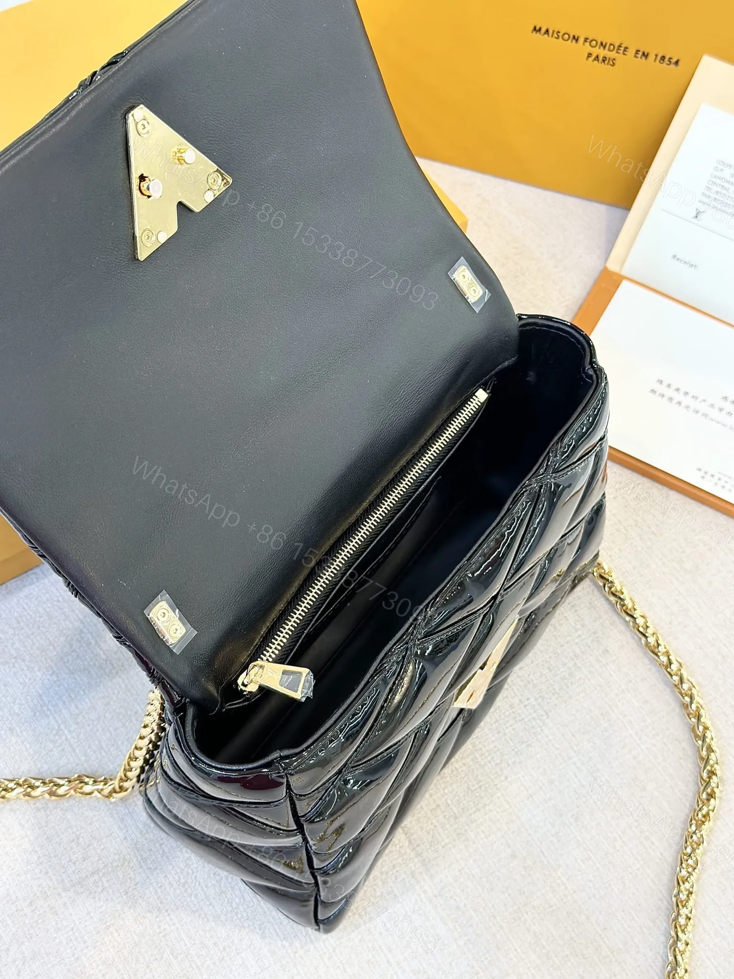View 2 of Louis Vuitton LV Twist Women’s Handbag Glossy Black Like Auth 23cm