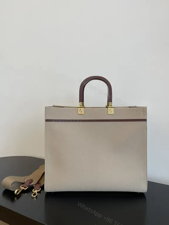View 8 of Structured Canvas Tote by Fendi: Signature Hardware Tote
