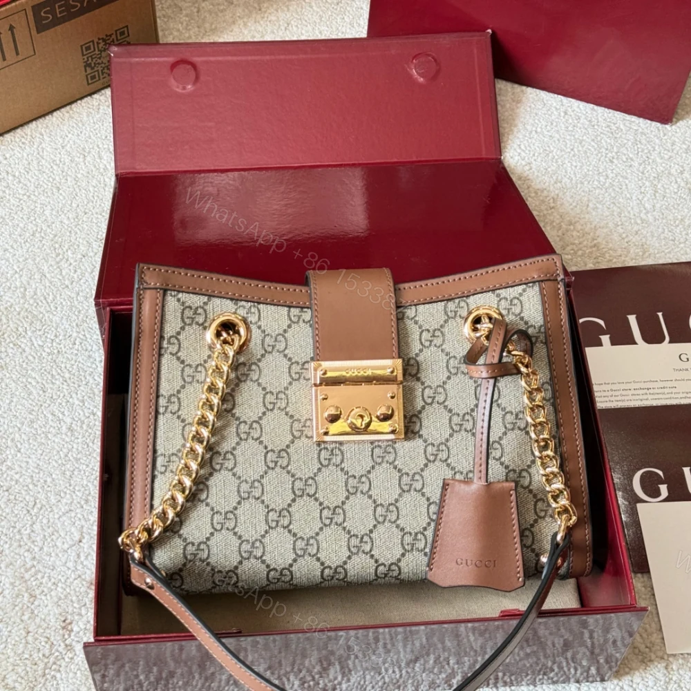 View 6 of Gucci Padlock Small Shoulder Bag Brown Gg Supreme 25Cm