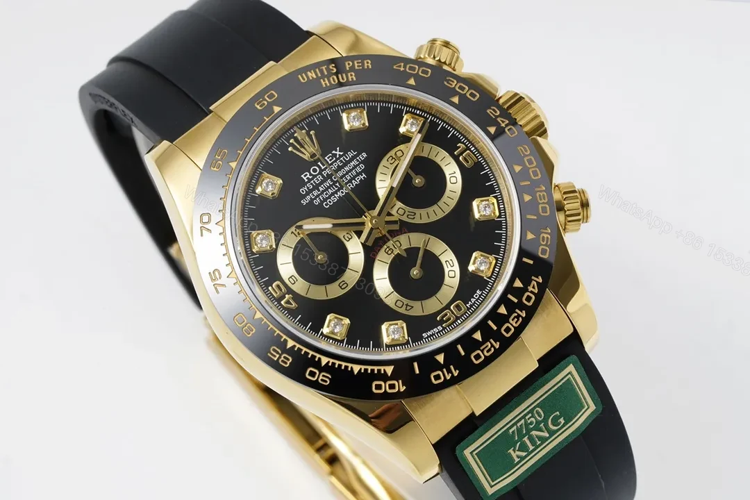 View 4 of BL Factory Clean Factory KING Rolex Daytona Gold Black Rubber Strap