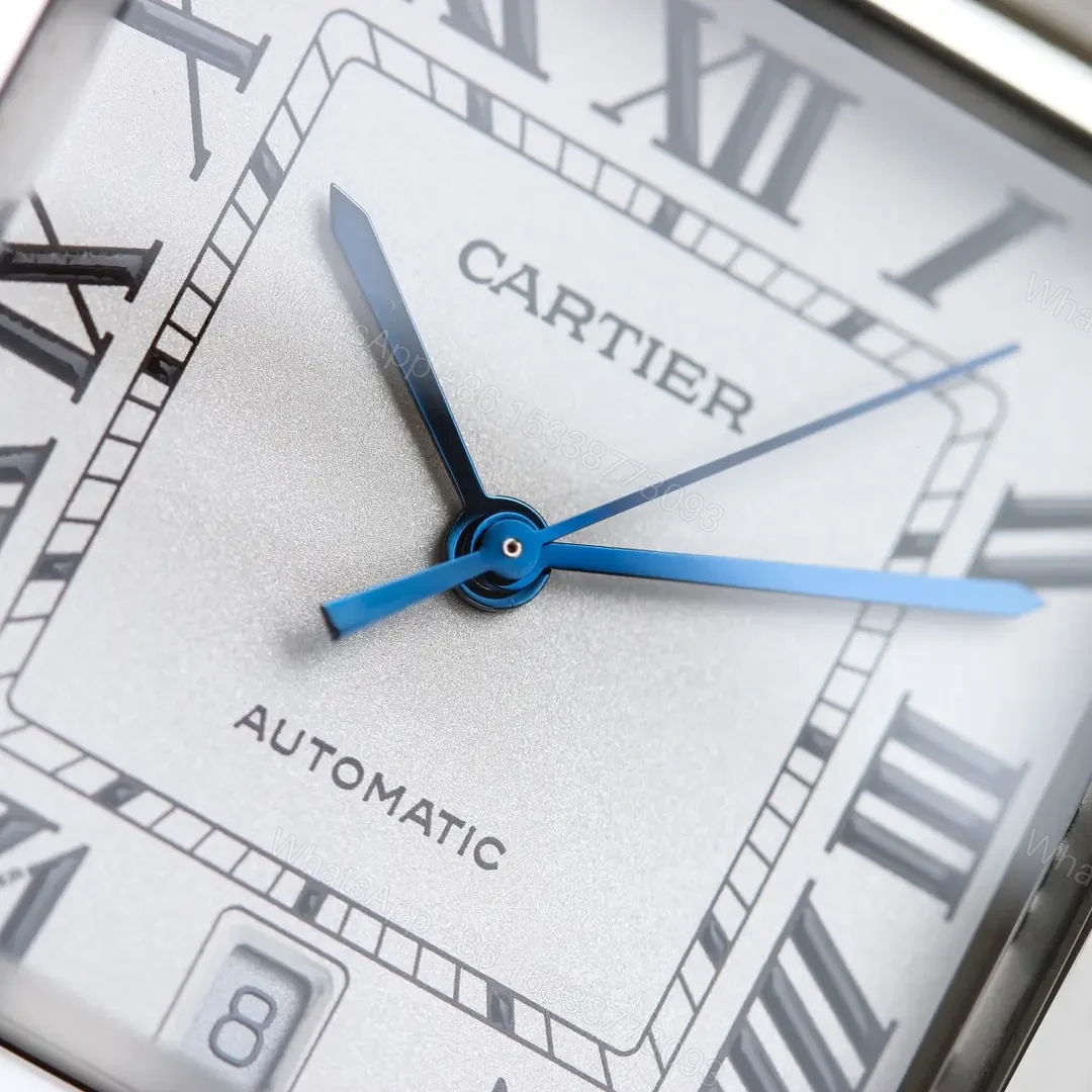 View 7 of Cartier super clone Santos White Dial Black Leather Strap Premium 39.8MM W20073X8