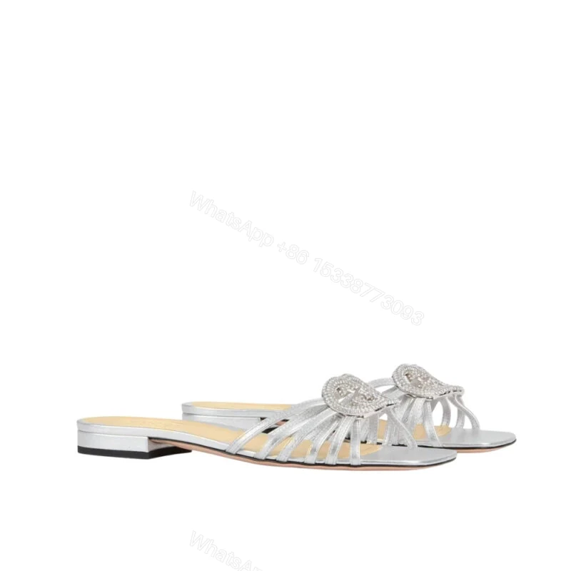 View 9 of Gucci Women Slide With Crystal Interlocking G Silver
