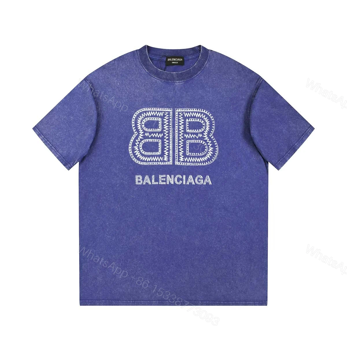 Balenciaga 原單 男款復古水洗BB刺繡短袖T恤 潮流寬鬆街頭款 — view 1