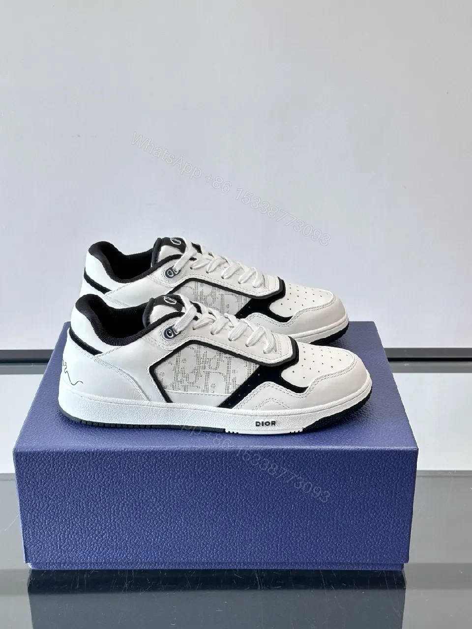 White-Black Leather Sneaker with Graphic Texture, Cushioned Comfort — view 1