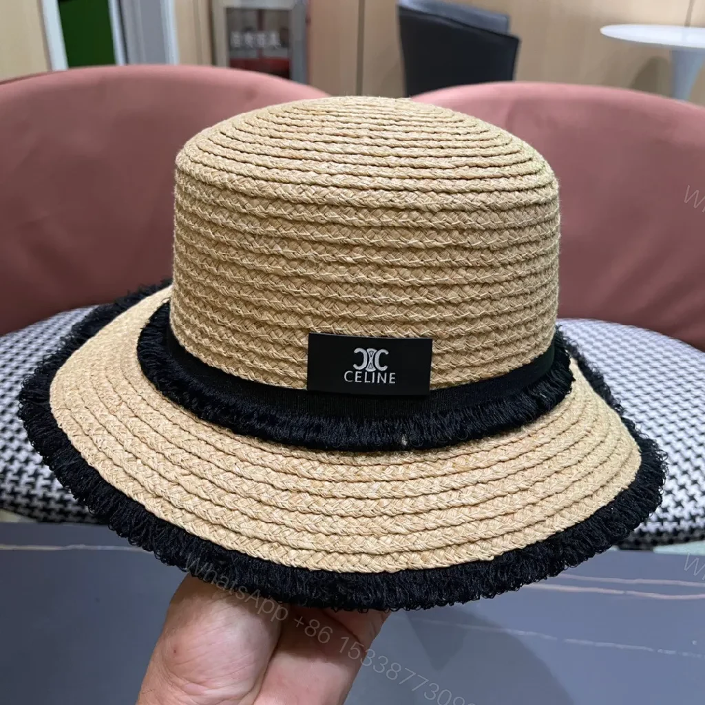 View 3 of Natural Straw Hat - Handwoven, Fringe Trim, Coastal Luxe