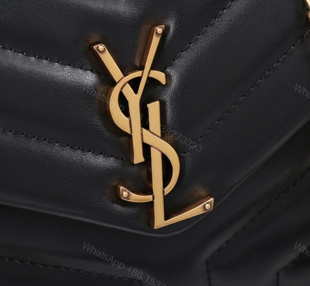 View 7 of Saint Laurent Loulou Small Chain Bag In Matelassé Y Black Gold 23Cm 494699DV7271000