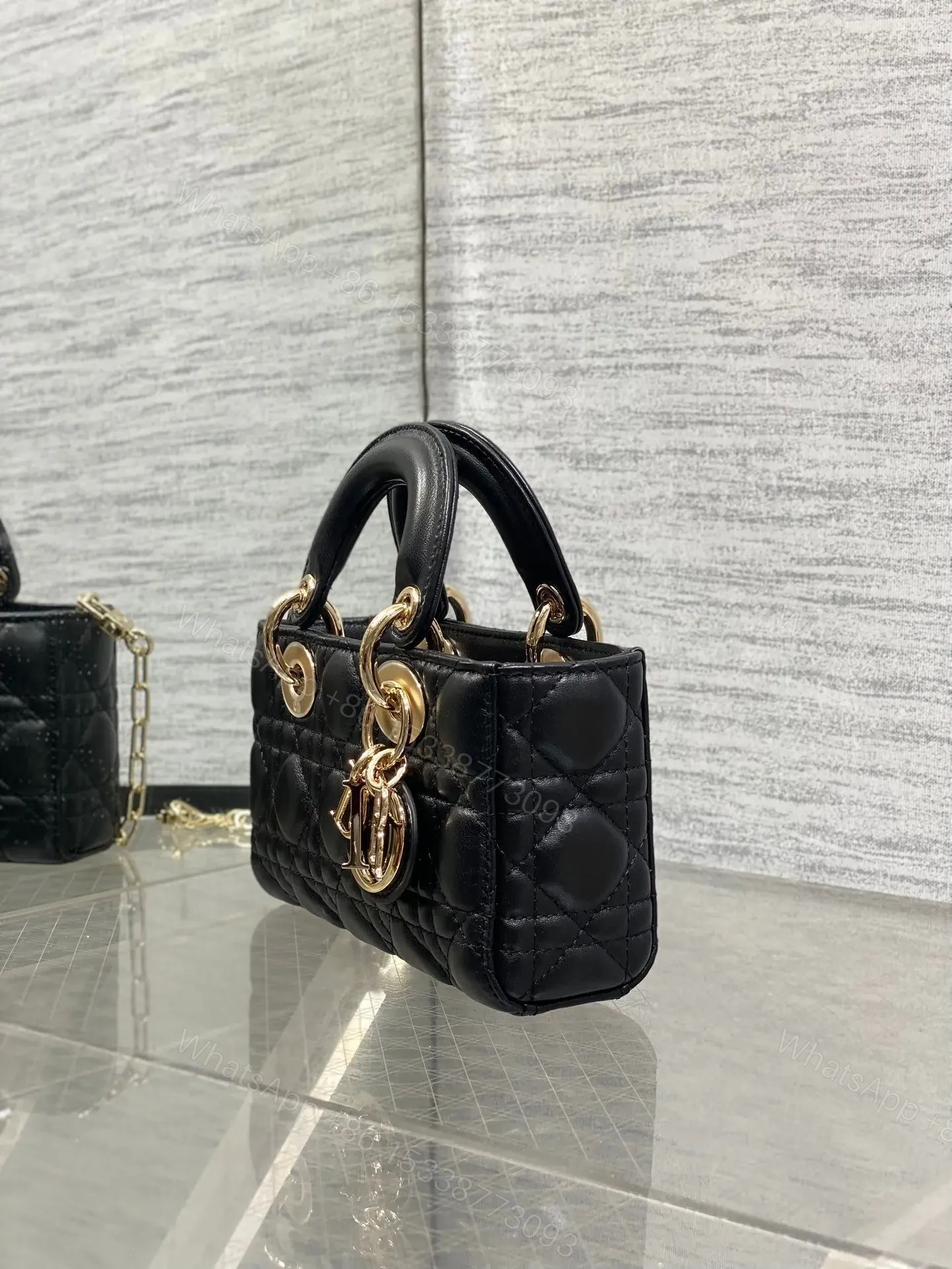 View 5 of DIOR 25S MICRO LADY D-JOY 19 IN BLACK GOLD HARDWARE
