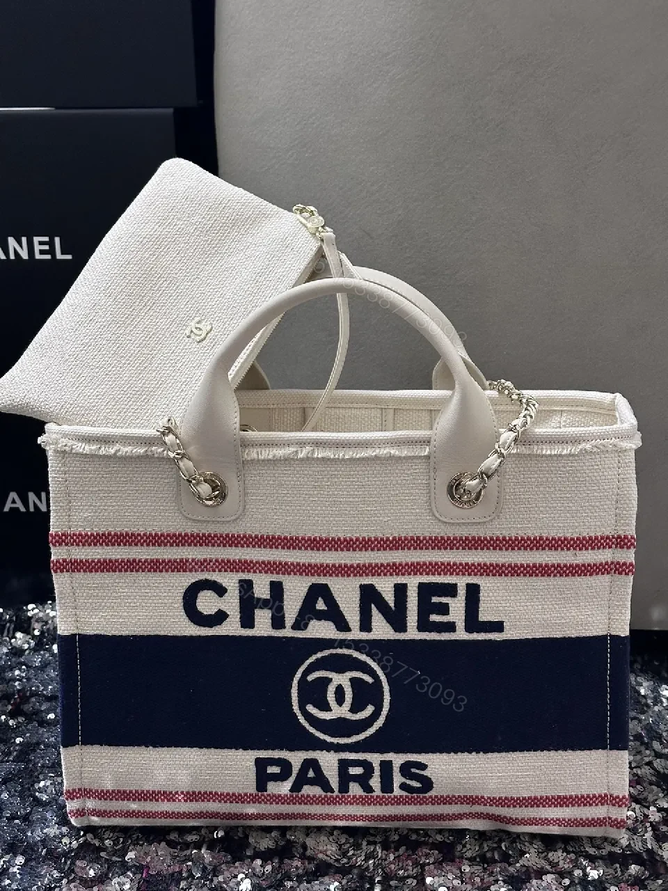 View 4 of Chanel-Inspired Striped Textured Tote: Everyday Luxe