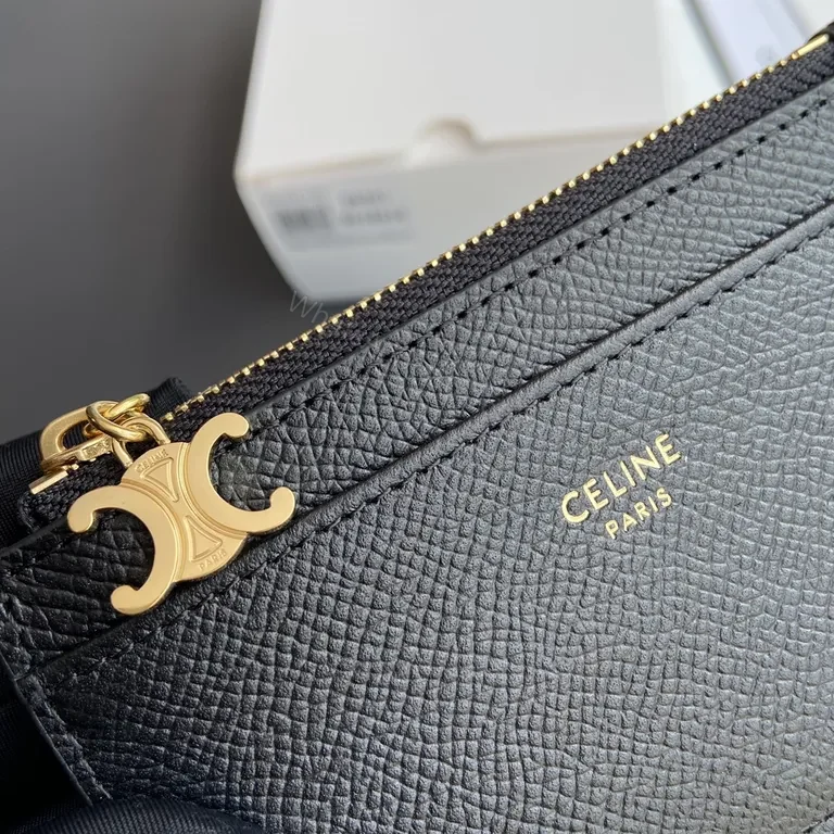 View 5 of Black Calfskin Cardholder with Gold Hardware