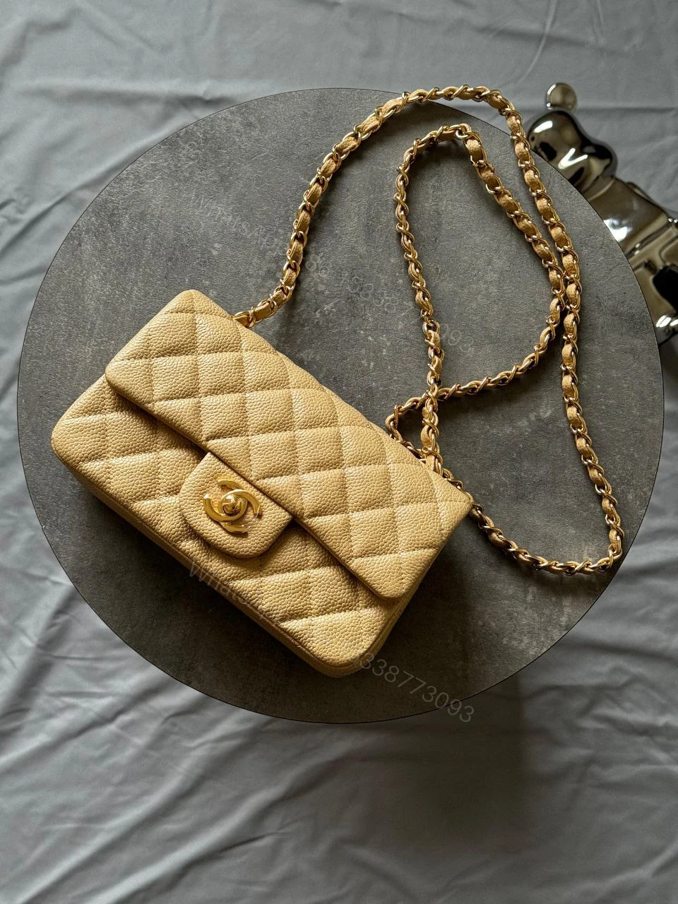 View 2 of Chanel Burgundy Red Quilted Caviar Classic Bag Gold Hardware