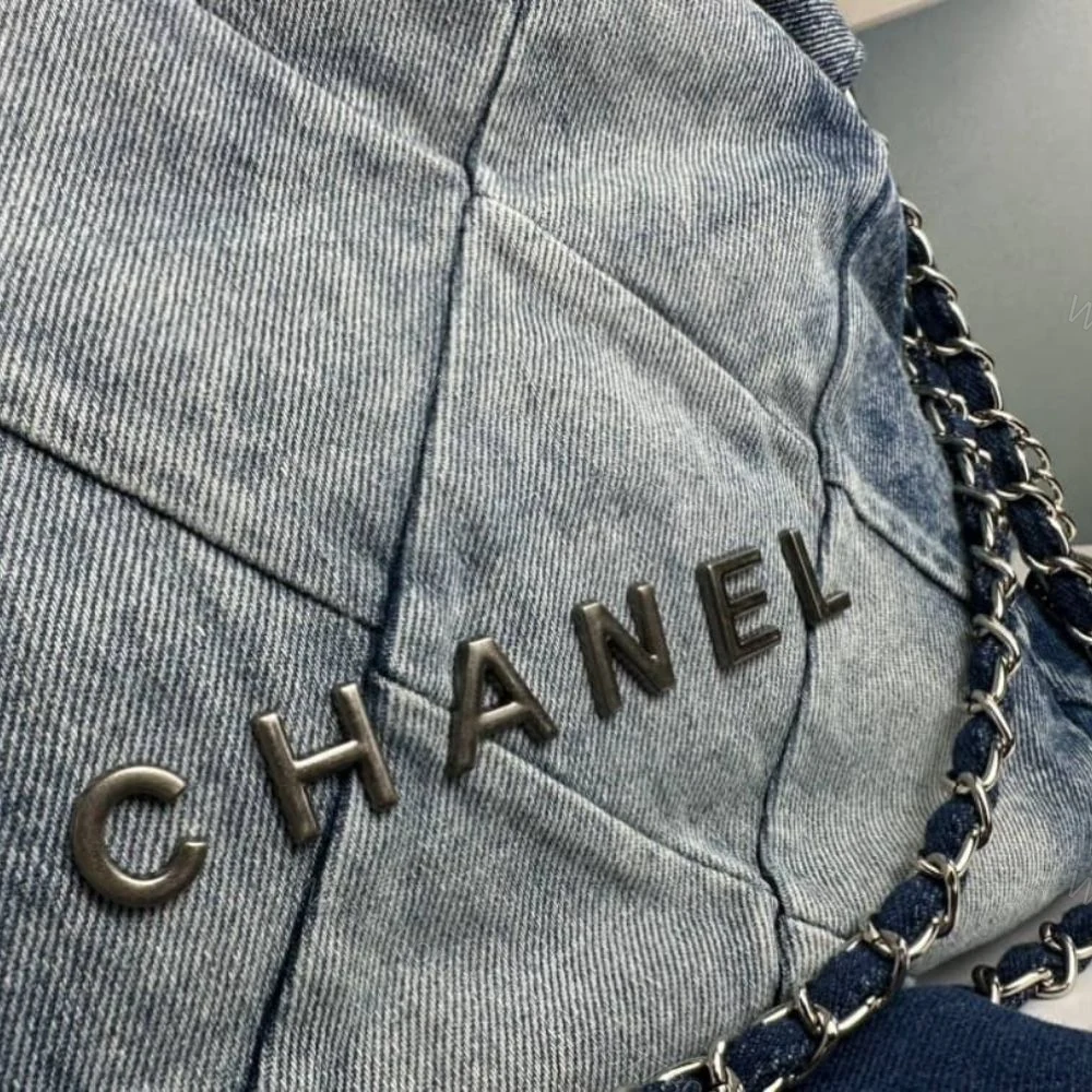 View 6 of Chanel 22 Handbag Washed Denim 36Cm AS3261 B10439 NM981